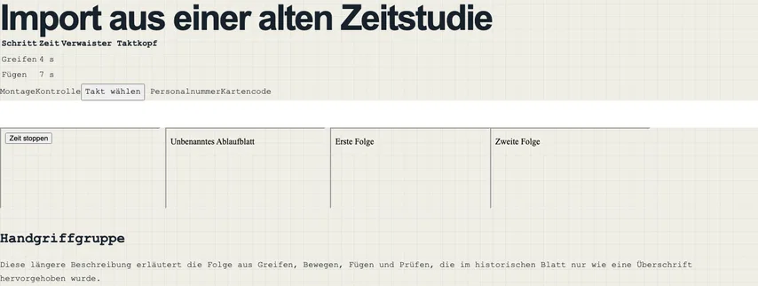 Dieselbe Zeitstudie mit optisch unveränderten Einbettungen. Die Frames Erste Folge und Zweite Folge haben nun entsprechend unterscheidbare Titel; die manuelle Prüfung bleibt offen.