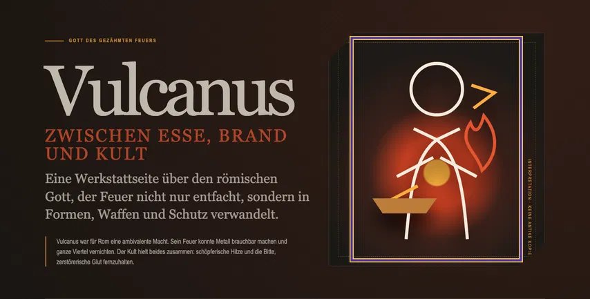 Kalibrierseite über Vulcanus. Das Hero-Bild rechts ist gelb und violett umrahmt; der übrige Ausschnitt ist abgedunkelt.