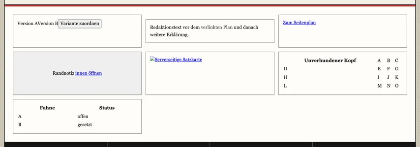 Dieselbe Satzfahne. Das zuvor leere Feld enthält jetzt den unterstrichenen Linktext „Zum Seitenplan“.