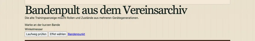 Derselbe vollständige Bandenpult-Abschnitt nach der Korrektur. „Effet wählen“ und der rechts daneben stehende Link „Bandenpunkt“ sind getrennte Elemente.